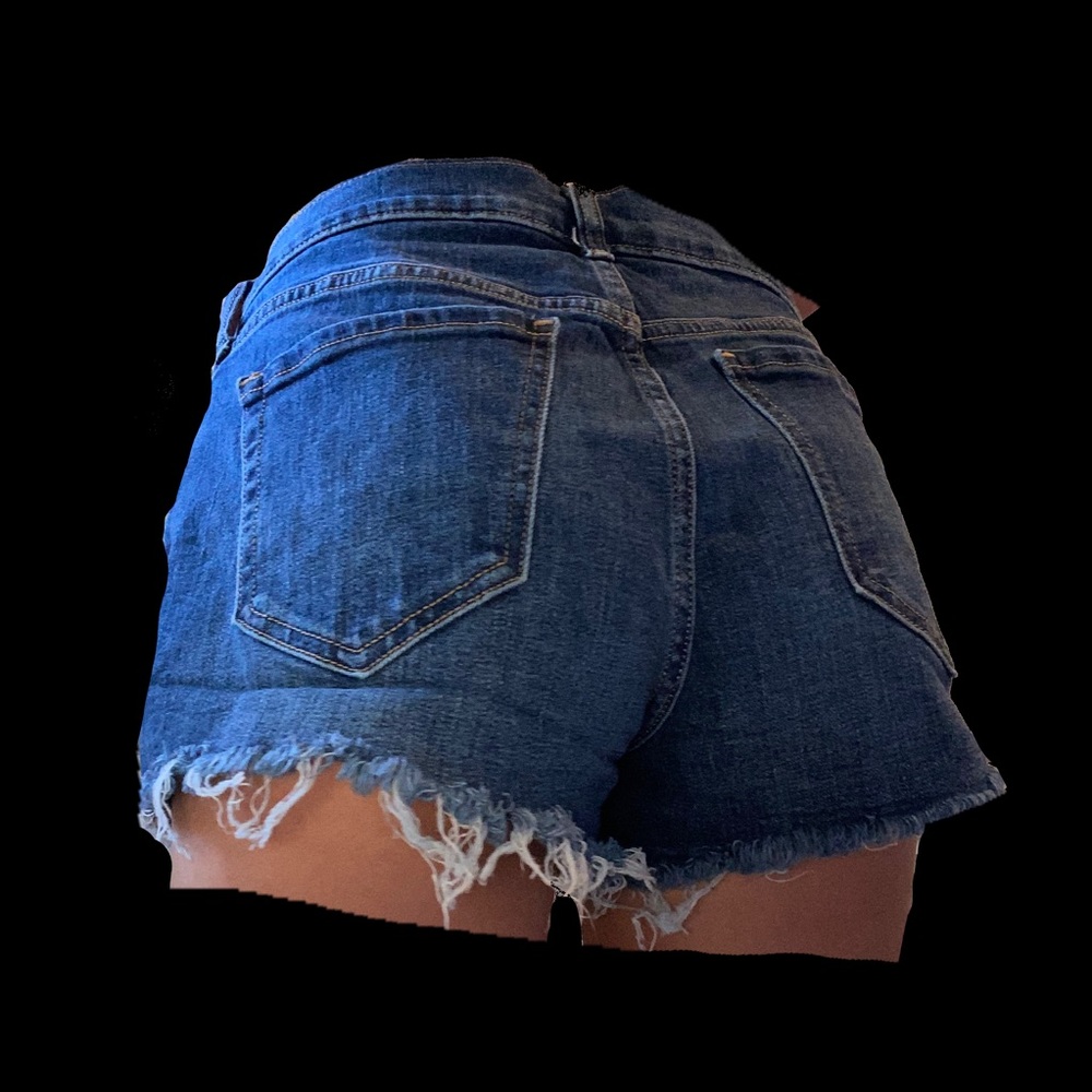 Cut off dark denim jean shorts